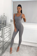 Grey Seam Corset Detail Bodycon Jumpsuit - Natalia