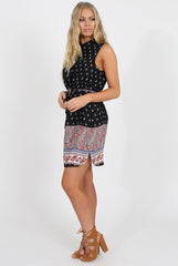 Black Print Sleeveless Shirt - Britanny
