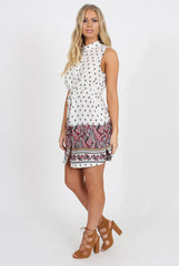 White Print Sleeveless Shirt - Britanny