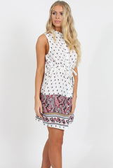 White Print Sleeveless Shirt - Britanny