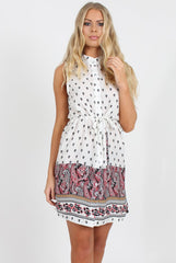 White Print Sleeveless Shirt - Britanny