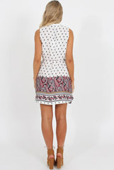 White Print Sleeveless Shirt - Britanny