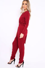 Wine Plunge Tie Back Jumpsuit - Brittney
