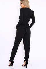 Black Plunge Tie Back Jumpsuit - Brittney
