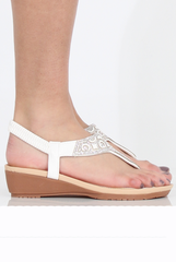 White Sparkle Sling Back Sandals - Brogan