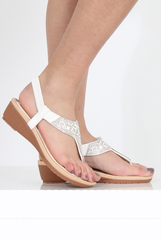 White Sparkle Sling Back Sandals - Brogan