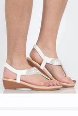White Sparkle Sling Back Sandals - Brogan