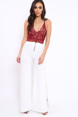 Wine Lace Cross Back Bodysuit - Brogan