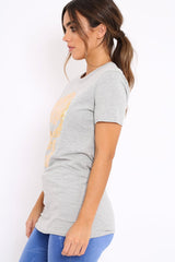 Grey Tshirt with Gold Skull Print - Brook