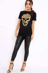 Black Tshirt with Gold Skull Print - Brook