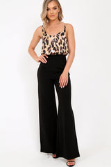 Brown Leopard Print Satin Cami Strap Top - Aalyah