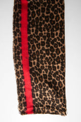 Brown Leopard Red Trim Large Scarf - Sharina