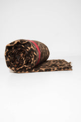 Brown Leopard Red Trim Large Scarf - Sharina