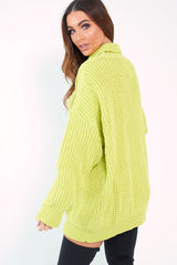 Lime Chunky Knit Jumper Dress - Maci