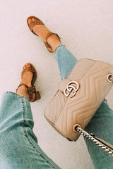 Camel Pu Studded Ankle Strap Heels -Lilias