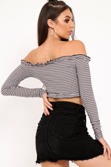 White Black Nude Stripe Hem Top - Forever