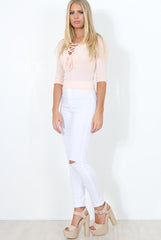 Brylie Pink Tie Front Top