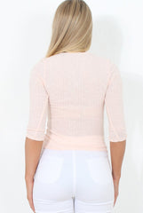 Brylie Pink Tie Front Top