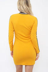 Mustard bodycon dress with stripe detail - Bryonna