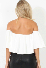 White Bardot Crop Top - Bryony