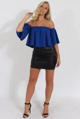Blue Bardot Crop Top - Bryony