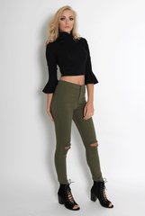 Iris Black Bell Sleeve Turtle Neck