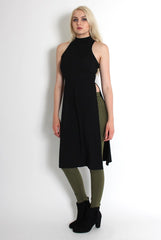 Mariah Black Ribbed Split Side Top