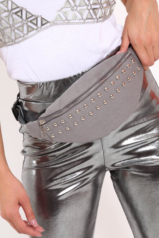 Grey Double Stud Bum Bag - Kamala