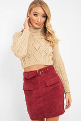 Stone Cable Knit Roll Neck Jumper - Maelie