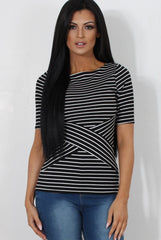 Mona Black And White Striped Top