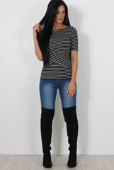 Mona Black And White Striped Top