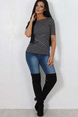 Mona Black And White Striped Top