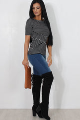 Mona Black And White Striped Top