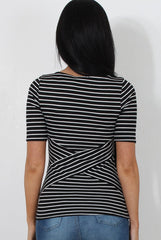 Mona Black And White Striped Top