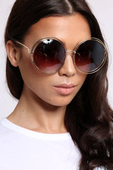 Gold Round Oversized Sunglasses - Cacey