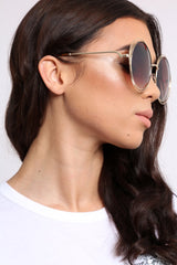 Gold Round Oversized Sunglasses - Cacey