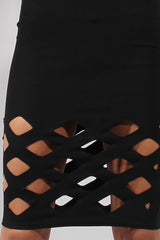 Black Cage Cut Bardot Midi Dress - Cady