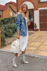 White Button Front Belted Midi Dress - Caela