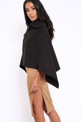 Black Funnel Collar Poncho - Caiden