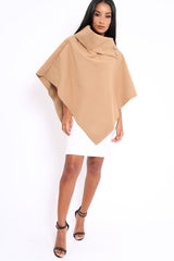 Camel Funnel Collar Poncho - Caiden
