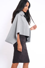 Grey Funnel Collar Poncho - Caiden