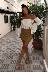 White Mesh Gypsy Style Bardot Crop Top - Ammie