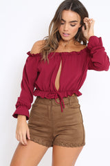 Wine Key Hole Bust Crop Top - Caitie