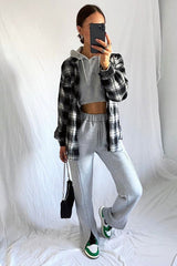 Grey Front Split Wide Leg Joggers - Jenise