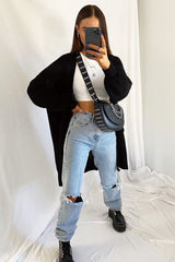 Black Longline Knit Cardigan - Abbie