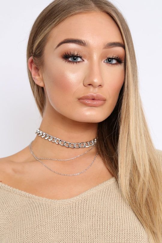 Silver Double Chain Choker - Calais