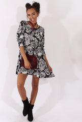 Black & White Halloween Sugar Skull Swing Dress - Calavera
