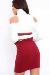 Cream Cold Shoulder Jumper with Stripe Detail - Cala