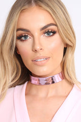 Pink Metallic Thin Choker - Calei