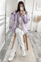 Lilac Pocket Oversized Brushed Shacket - Caley